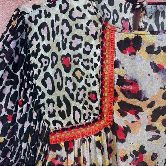 Anthropologie Bl^nk Miranda leopard print blouse size medium with embroidery - Picture 7 of 13